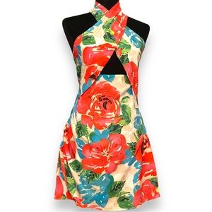 Pink Ripple- Cross Floral Dress- women’s Large